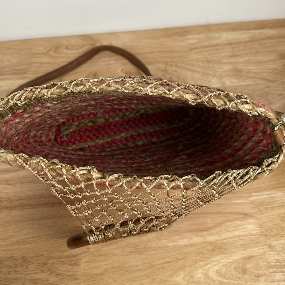 Nanette Lepore Pink and Tan Jute Bucket Bag - Picture 6 of 16